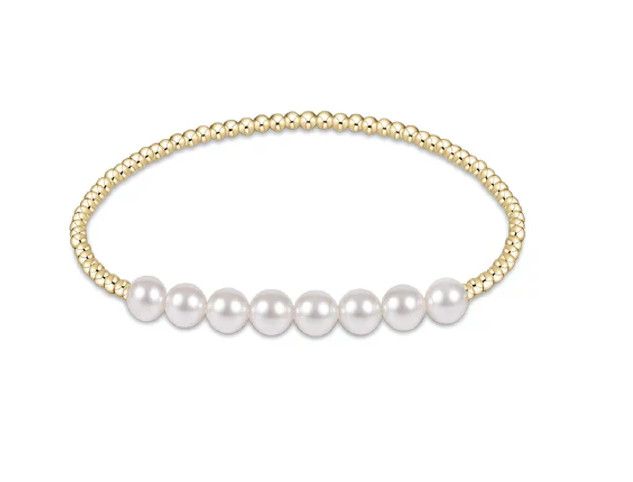 Classic Gold Beaded Bliss Bead Bracelet Pearl	, Size: 2.5mm Bead 5mm Pearl