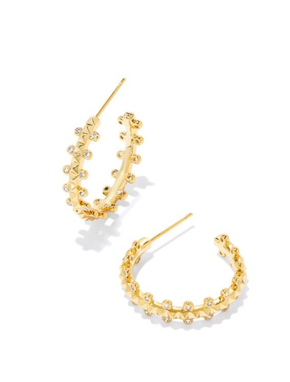 Jada Small Hoop Earring White Crystal, Color: Gold