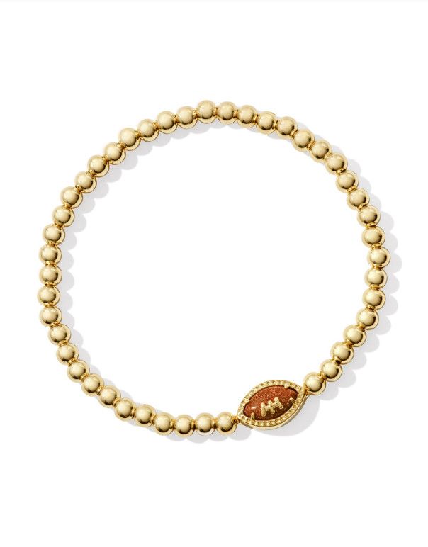 The Football Orange Goldstone Stretch Bracelet, Color: Gold
