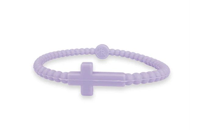 Jesus Cross Silicone Bracelet Purple, Size: Small