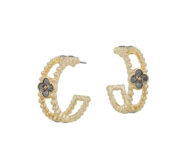 The Olivia Hoop Earrings, Color: Hematite
