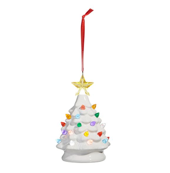 Vintage Lighted Tree Ornament, Color: White