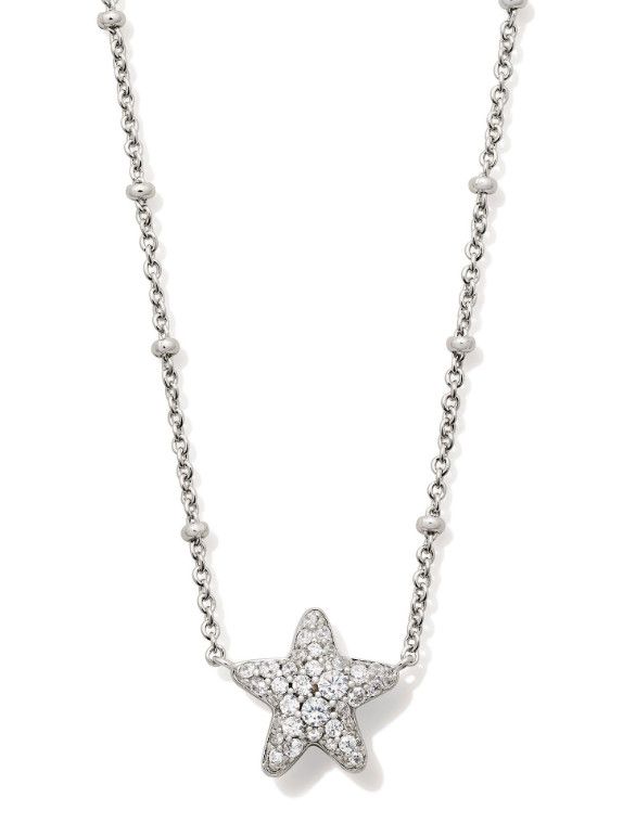 Jae Star Pave White Crystal Pendant, Color: Silver
