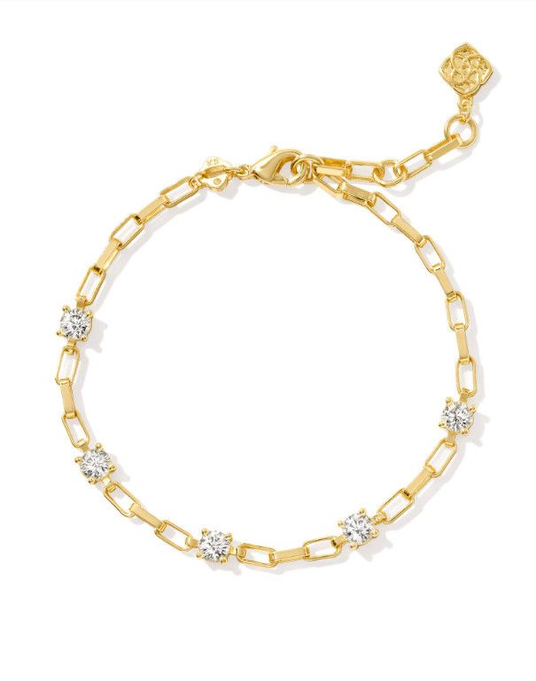 The Lexi White Crystal Chain Bracelet, Color: Gold