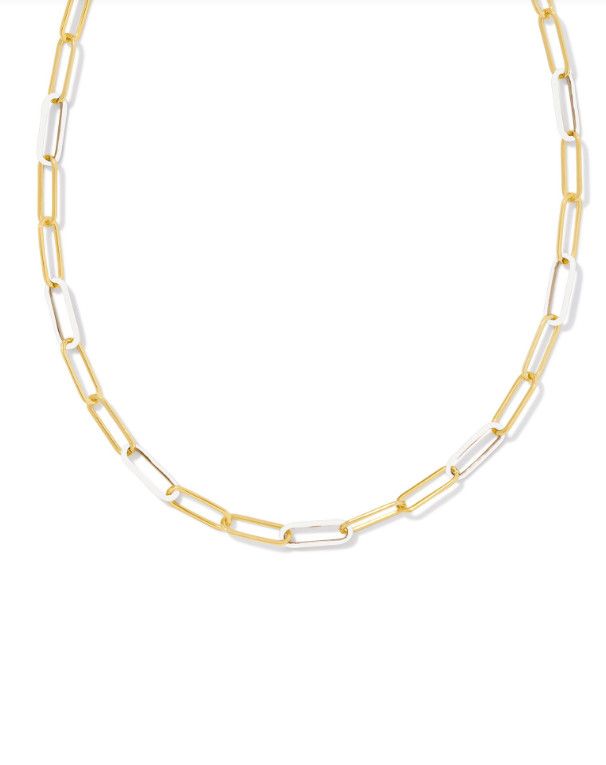The Ainsley Convertible Gold Chain, Color: White Enamel