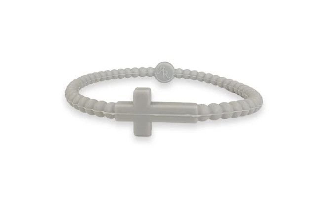 Jesus Cross Silicone Bracelet Slate, Size: Small