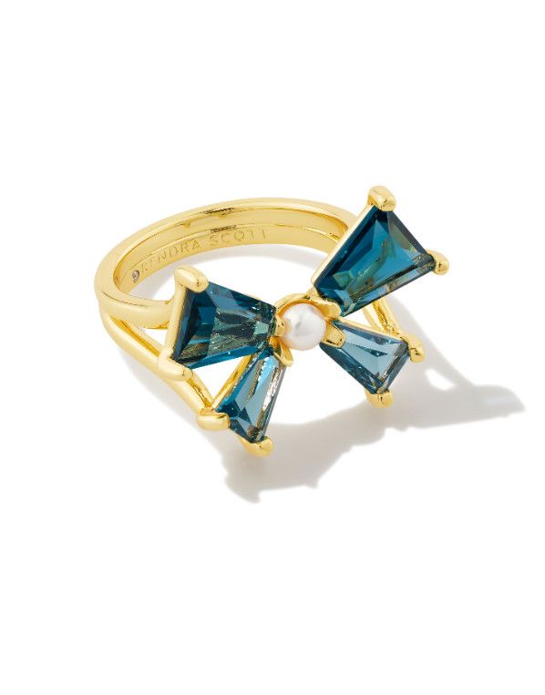 The Blair Bow Cocktail Ring | Teal, Size: 6