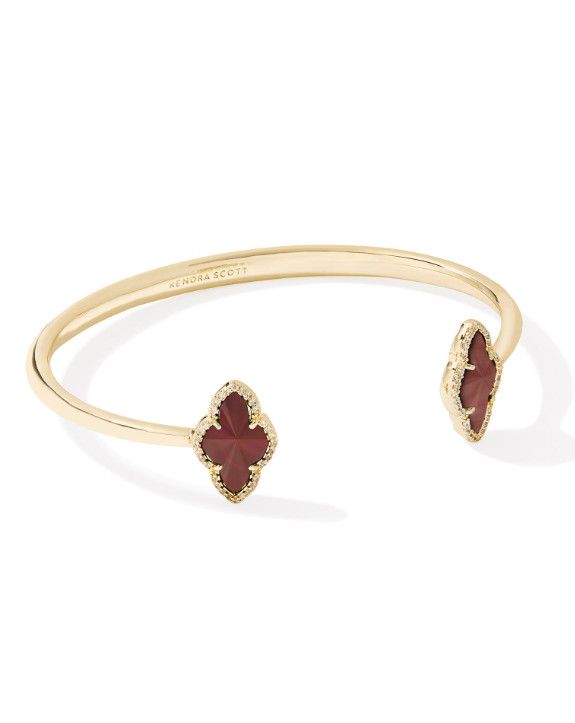 The Abbie Pave Frame Gold Cuff Bracelet, Color: Cranberry Illusion