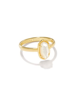 The Grayson Band Ring Gold Ivory Mother of Pearl, Size: 6