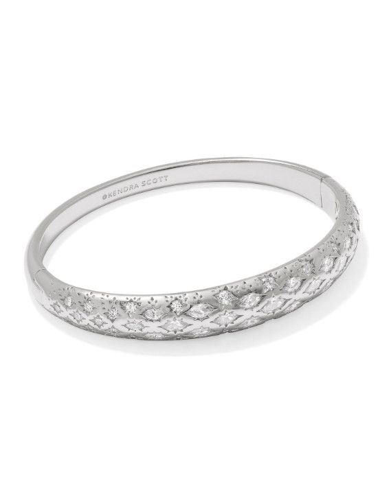 The Holland Bangle Bracelet Vintage Silver White Crystal, Size: S/M