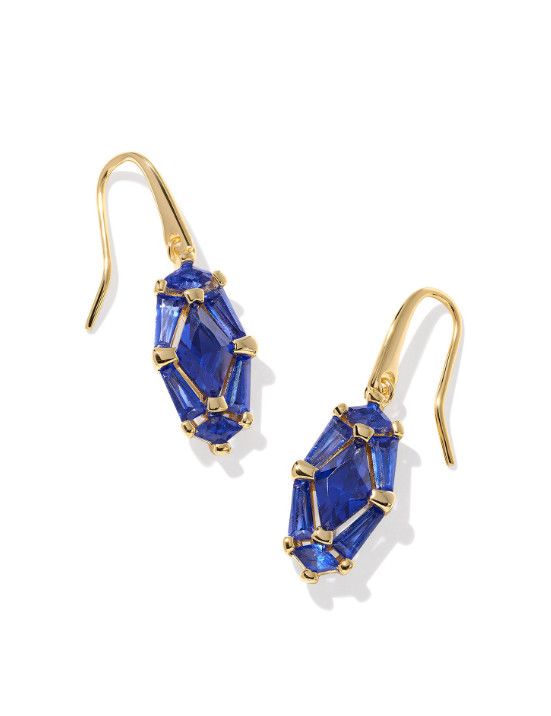 The Lindy Rae Lee Drop Earrings Gold, Color: Blue Crystal