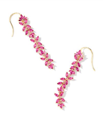 The Rosalie Linear Earring, Color: Gold Pink Crystal