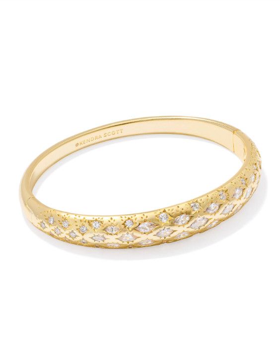 The Holland Bangle Bracelet Gold White Crystal, Size: S/M
