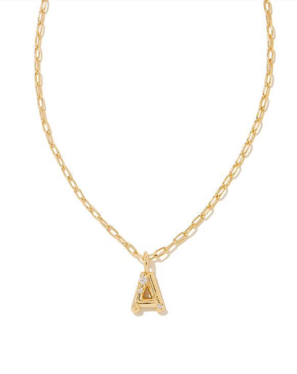 The Crystal Gold Letter Pendant Necklace, Letter: A