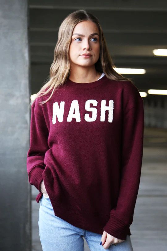 The NASH™ Terry Fleece Crew | Maroon + Ivory, Color: Maroon, Size: S