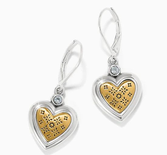 Mosaic Heart Two Tone Leverback Earrings