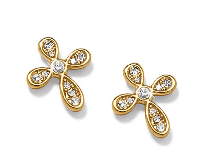 Enchanting Cross Post Earrings Gold