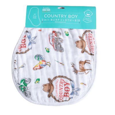 Country Boy Burp Cloth + Bib Combo