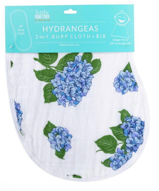 Hydrangeas Burp Cloth and Bib Combo