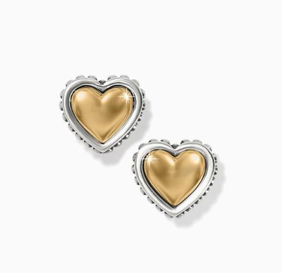 Pretty Tough Petite Two Tone Heart Post Earrings