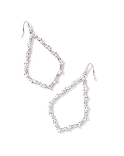 The Sophee Crystal Open Frame Earring in White Crystal, Color: Silver