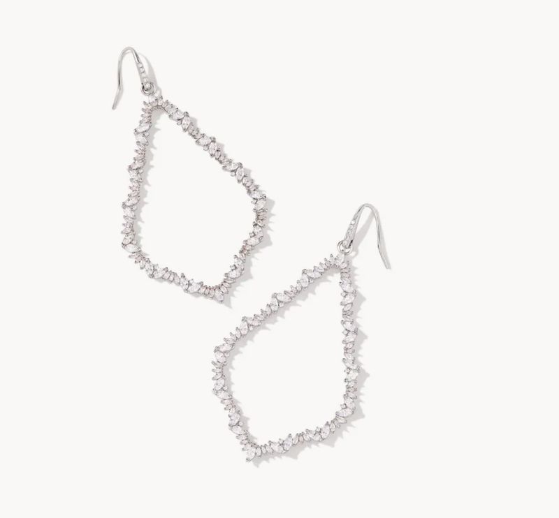 The Sophee Crystal Open Frame Earring in White Crystal
