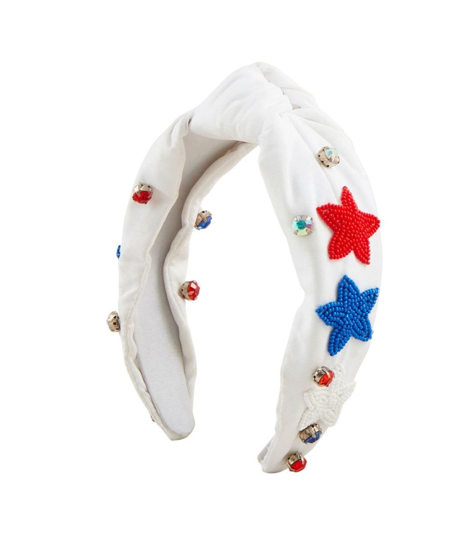 White Stars Beaded Headband