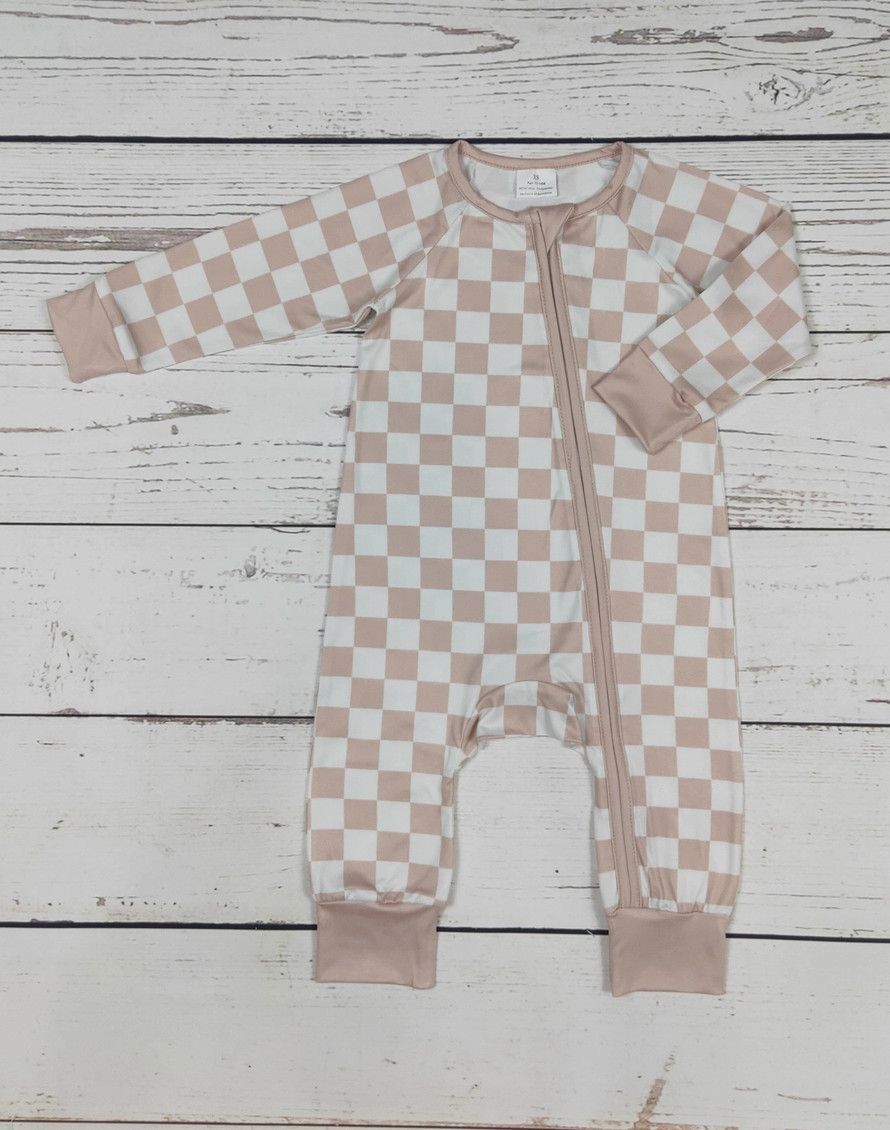 Tan Checkered Zip Sleeper