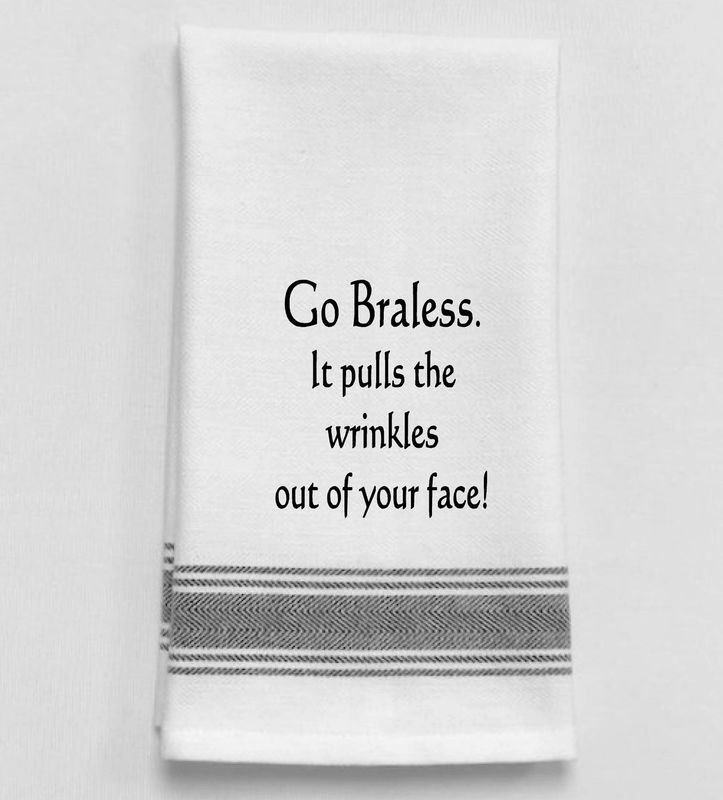 Go Braless Black Lined Trim Tea Towel
