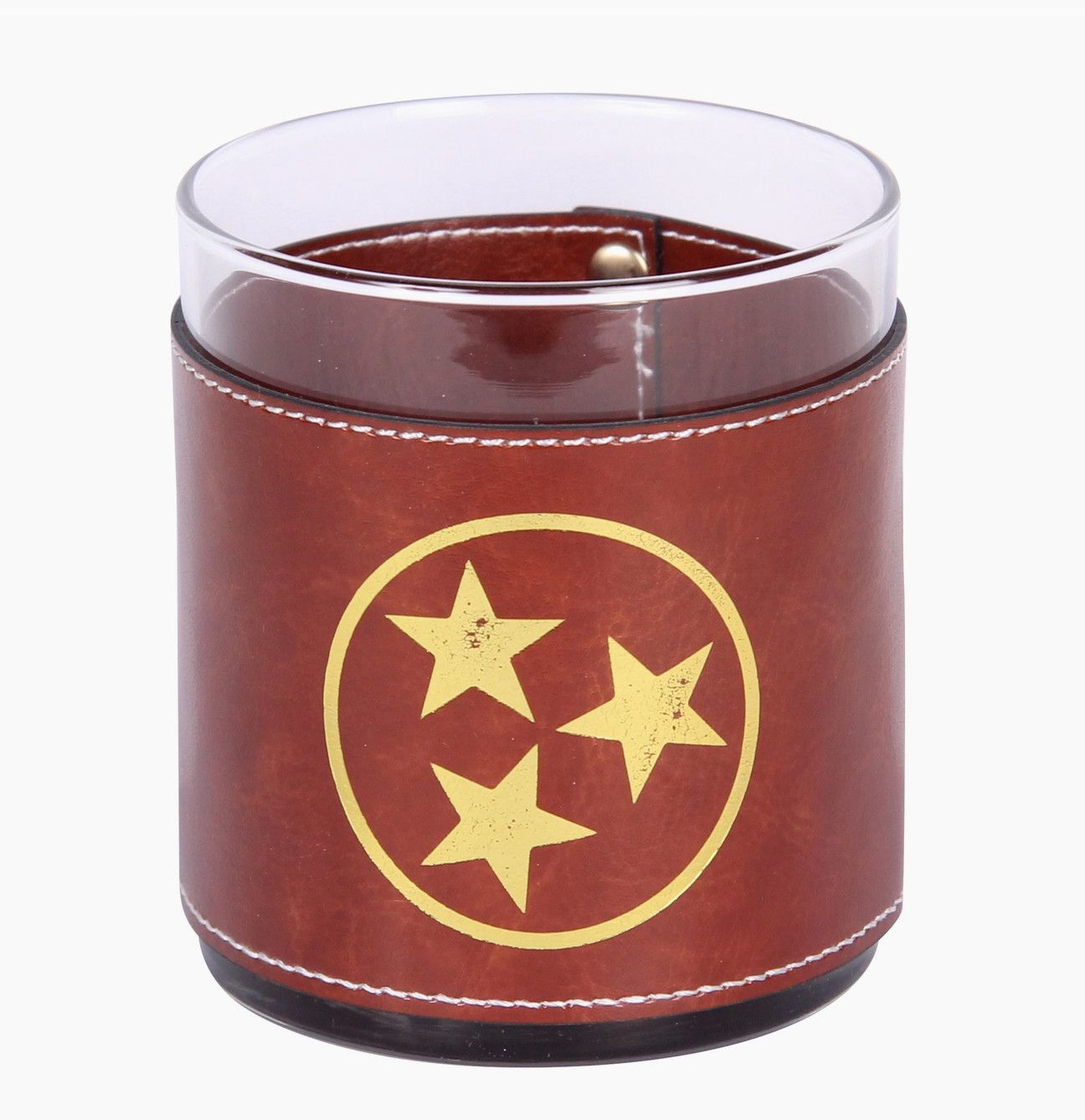 Tennesse Tri-Star Faux Leather Rocks Glass