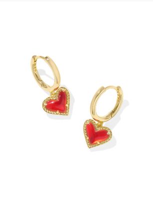 The Ari Heart Huggie Earring Gold Red Illusion