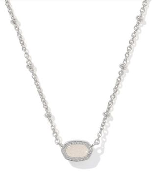 The Mini  Elisa Satellite Pendant Necklace Silver Iridescent Drusy