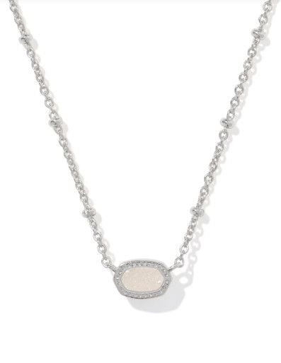 The Mini  Elisa Satellite Pendant Necklace Silver Iridescent Drusy