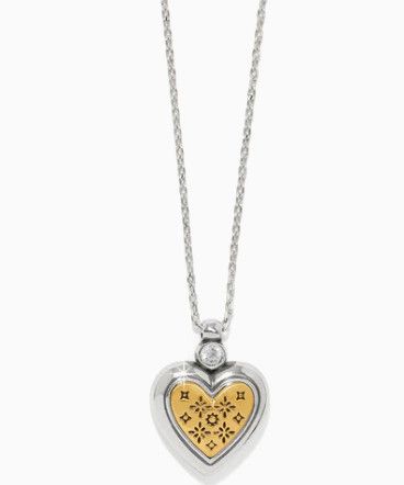 Mosaic Heart Two Tone Petite Necklace