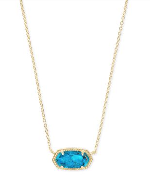 The Elisa Pendant Necklace in Gold Bronze Veined Turquoise