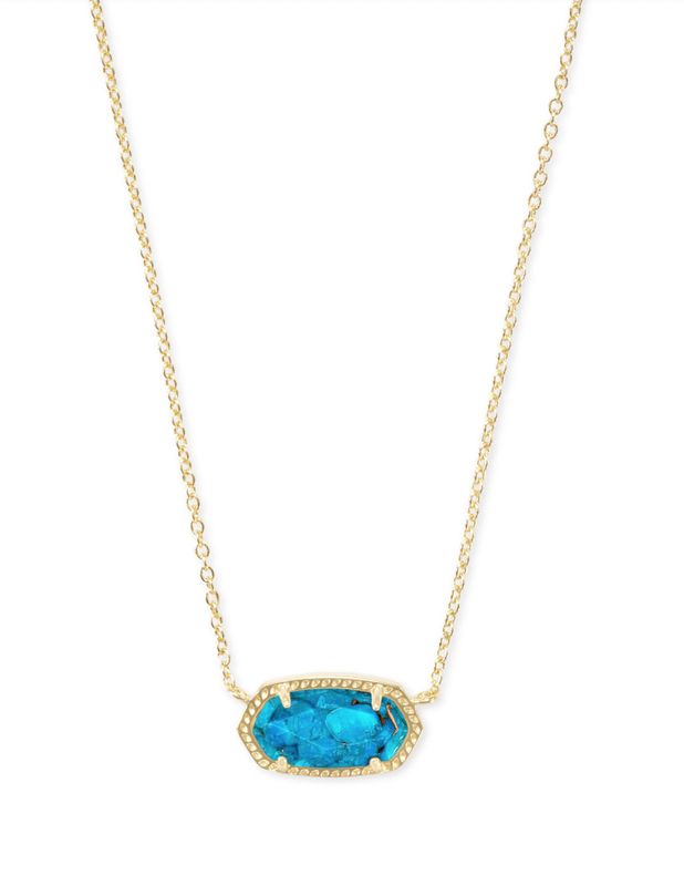 The Elisa Pendant Necklace in Gold Bronze Veined Turquoise