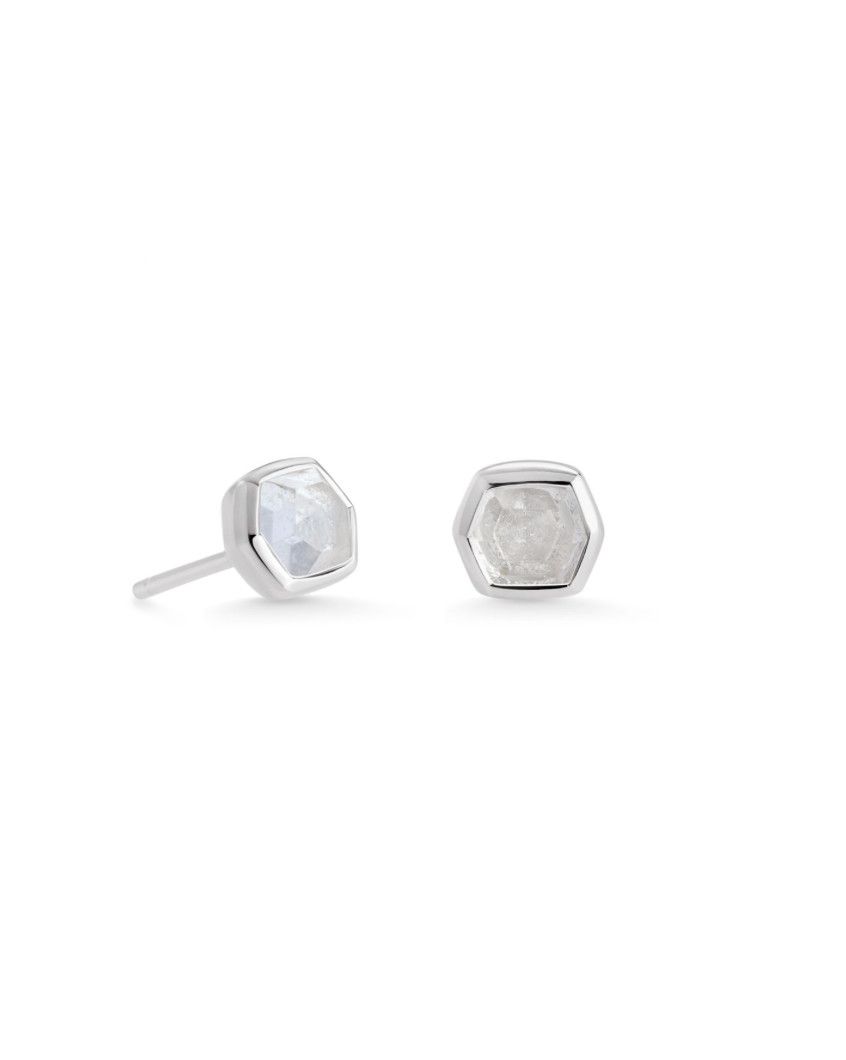 The Davie Stud Earrings Sterling Silver Rock Crystal