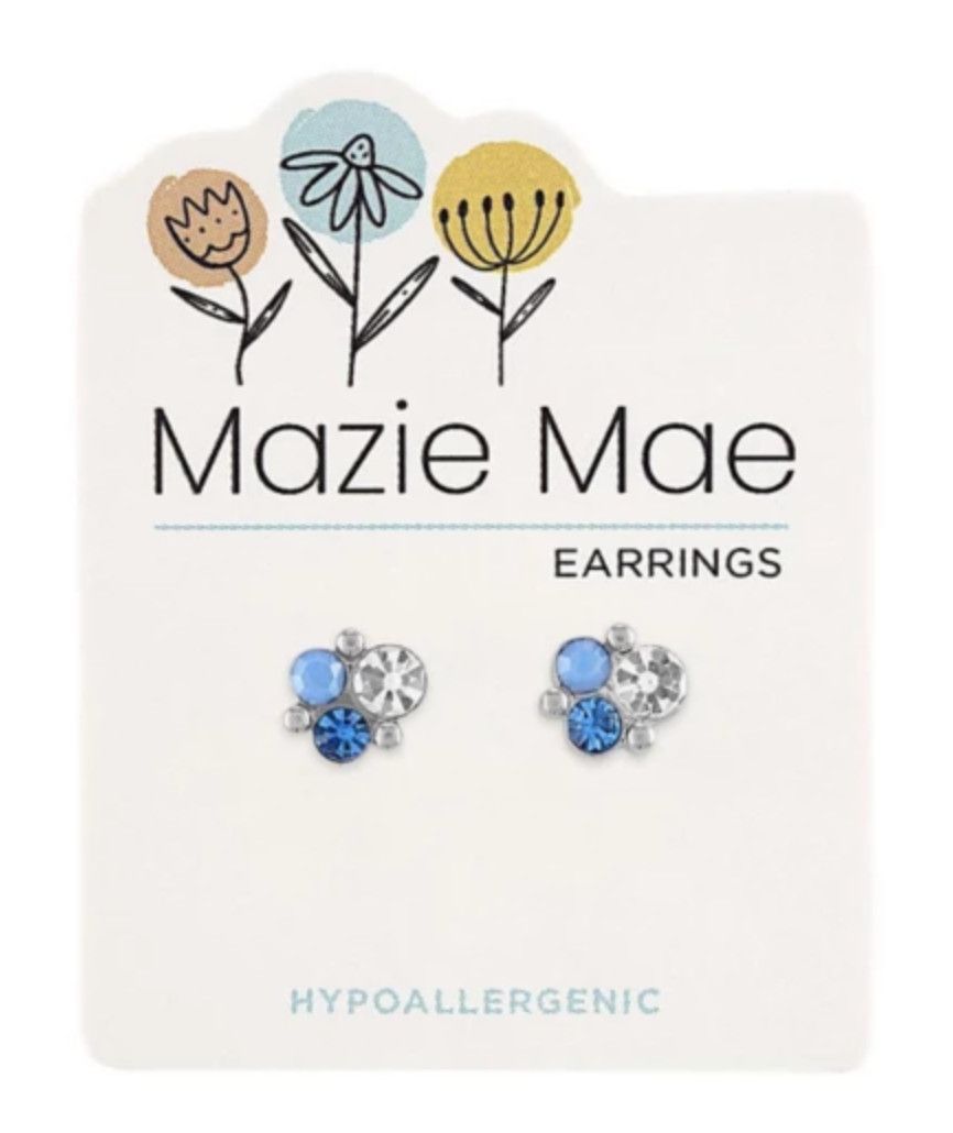 Mazie Mae Girls Earrings Silver Air Blue Opal Cluster