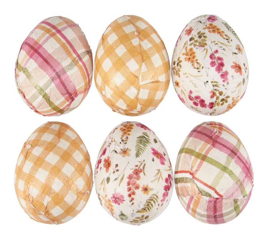 Wooden Eggs Gingham Set of 6