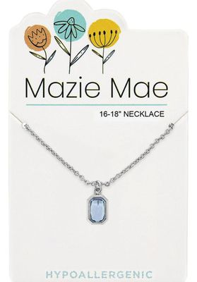 Mazie Mae Girls Necklace Silver Light Sapphire Radiant