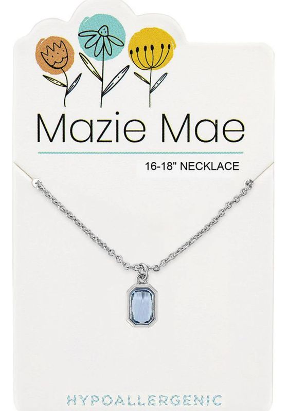 Mazie Mae Girls Necklace Silver Light Sapphire Radiant