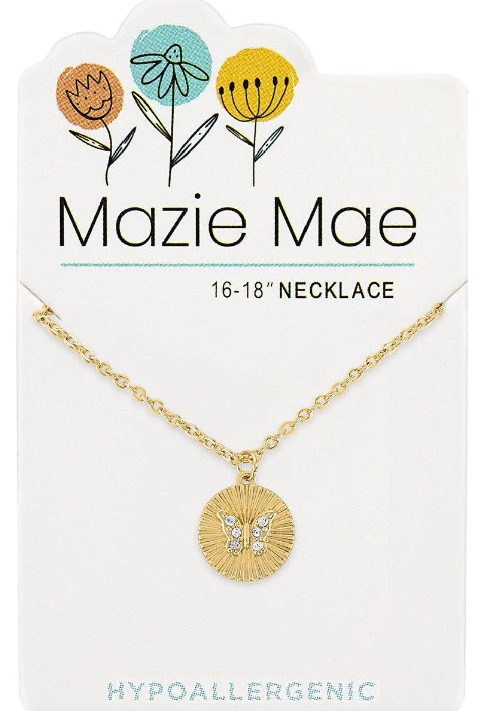 Mazie Mae Girls Necklace Gold Butterfly Disc