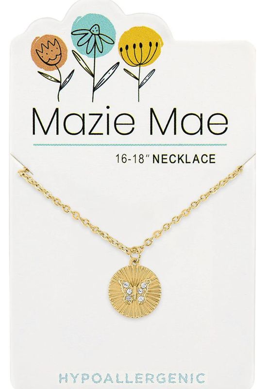 Mazie Mae Girls Necklace Gold Butterfly Disc