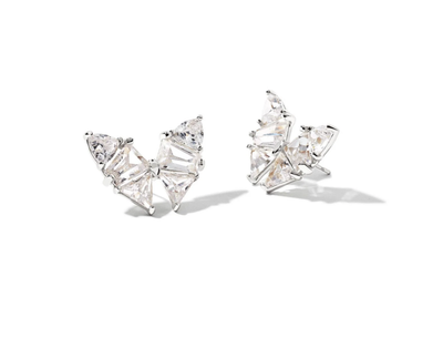 The Blair Butterfly Stud Earring Rhod White Crystal