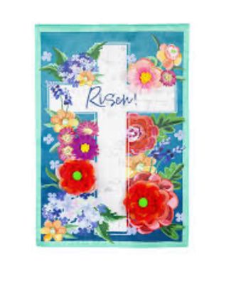 Floral Easter Cross Garden Flag