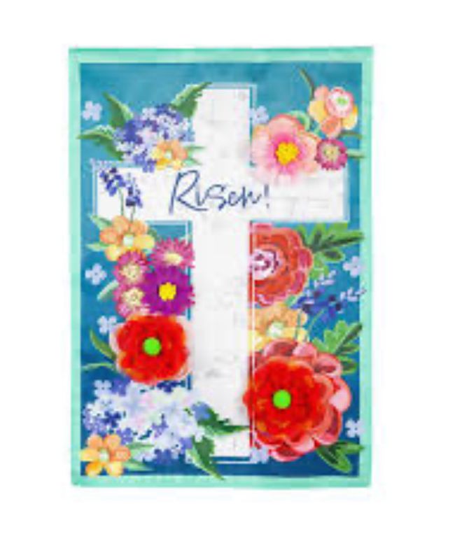 Floral Easter Cross Garden Flag