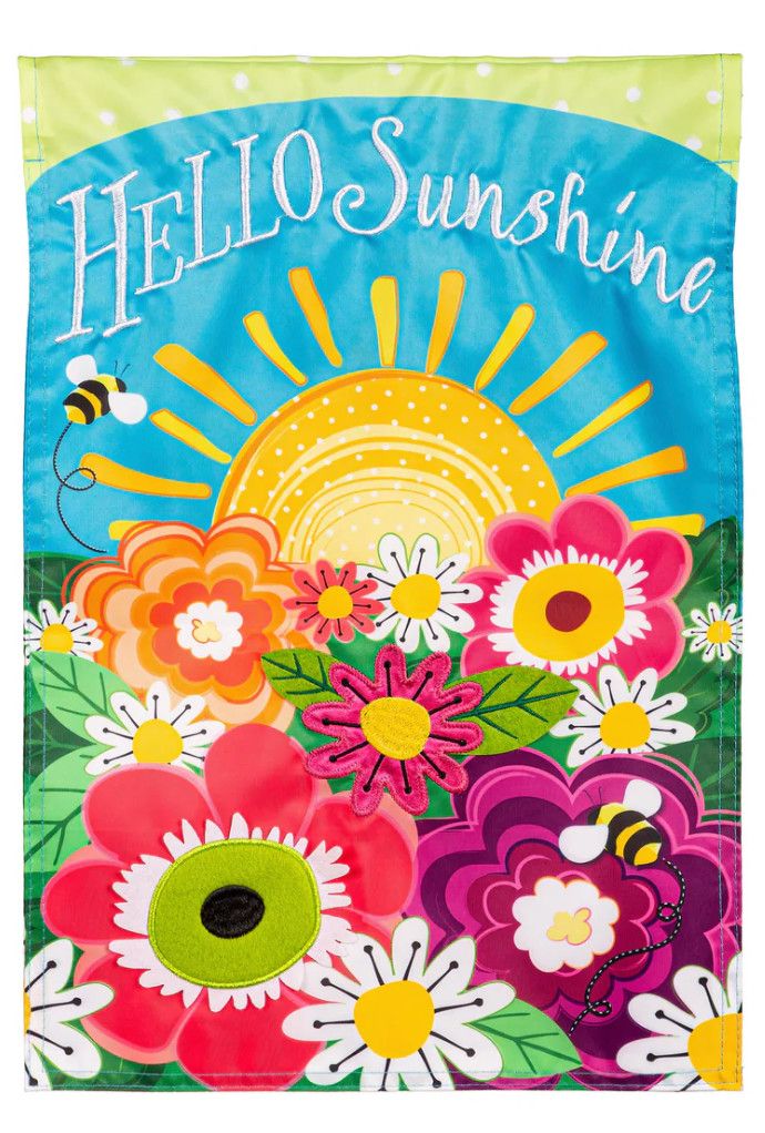 Hello Sunshine Appliqué Garden Flag