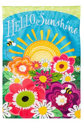 Hello Sunshine Appliqué Garden Flag