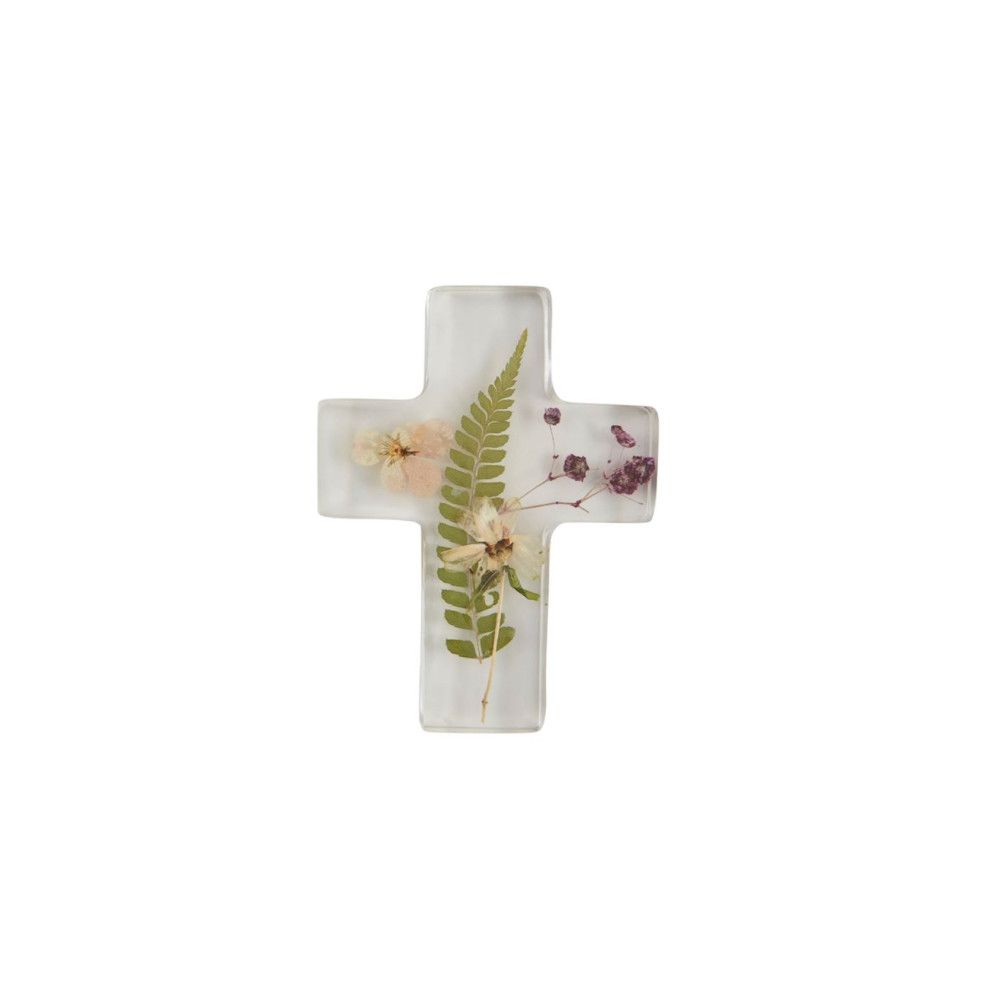 Dried Fern Flower Resin Cross