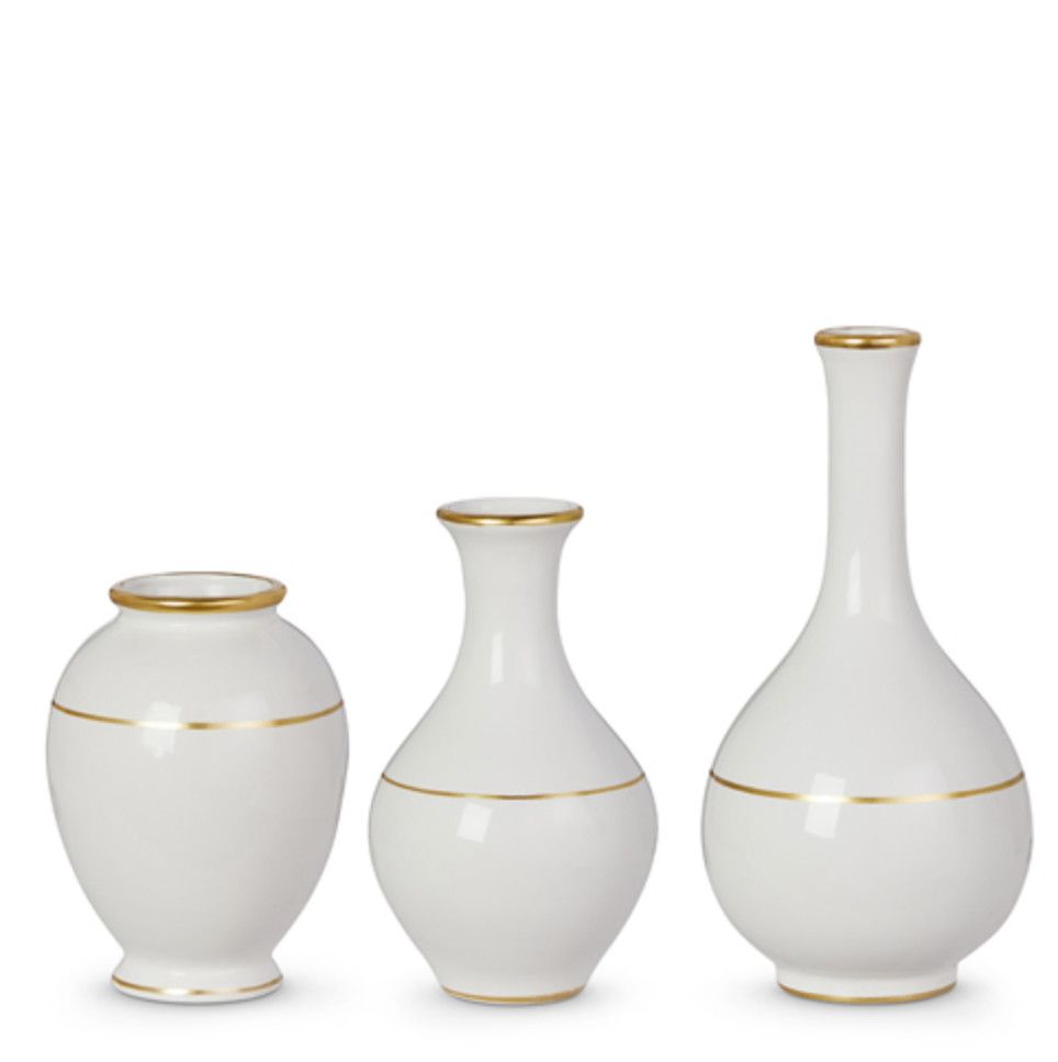 Gold Accent White Vase, Style: Large